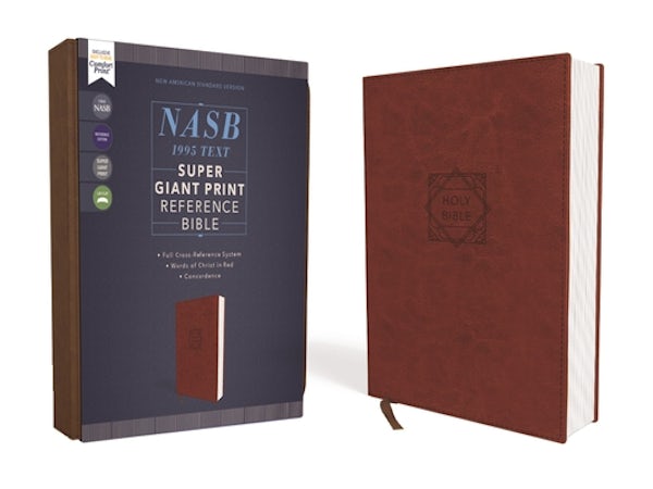 Cover image for Nasb, Super Giant Print Reference Bible, Leathersoft, Brown, Red Letter Edition, 1995 Text, Comfort Print, isbn: 9780310455080
