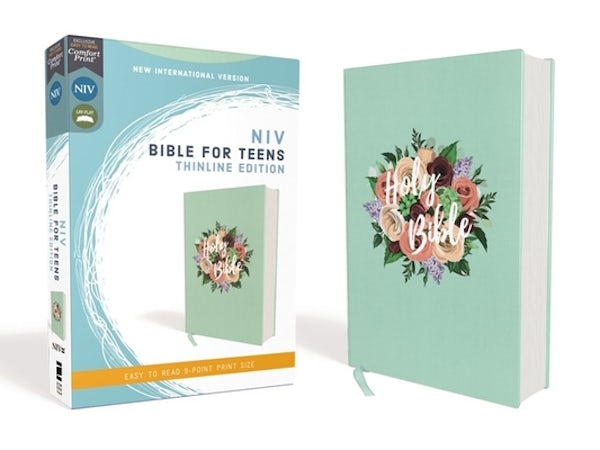 Cover image for Niv, Bible for Teens, Thinline Edition, Cloth Over Board, Floral, Red Letter Edition, Comfort Print, isbn: 9780310455110