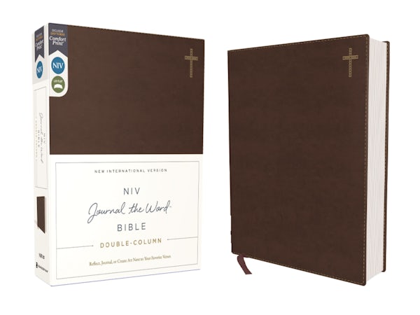 Cover image for Niv, Journal the Word Bible, Double-Column, Leathersoft, Brown, Red Letter Edition, Comfort Print, isbn: 9780310455271