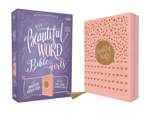 Cover image for Niv, Beautiful Word Bible for Girls, Updated Edition, Leathersoft, Zippered, Pink, Red Letter, Comfort Print, isbn: 9780310455288