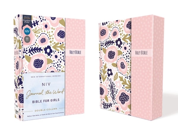 Cover image for Niv, Journal the Word Bible for Girls, Double-Column, Hardcover, Pink, Magnetic Closure, Red Letter, Comfort Print, isbn: 9780310455295