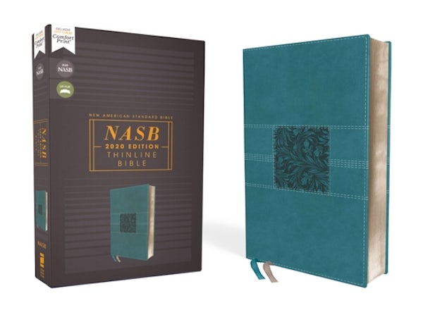 Cover image for Nasb, Thinline Bible, Leathersoft, Teal, Red Letter Edition, 2020 Text, Comfort Print, isbn: 9780310455622