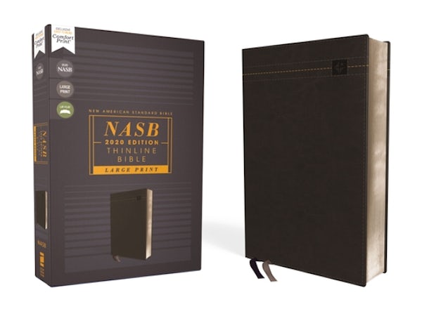 Cover image for Nasb, Thinline Bible, Large Print, Leathersoft, Black, Red Letter Edition, 2020 Text, Comfort Print, isbn: 9780310455660