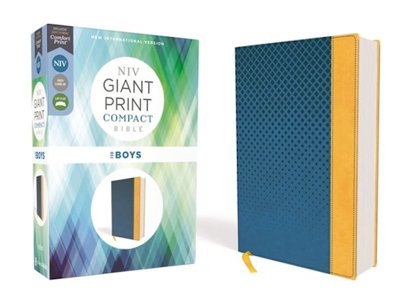Cover image for Niv, Giant Print Compact Bible for Boys, Leathersoft, Blue, Red Letter Edition, Comfort Print, isbn: 9780310455790