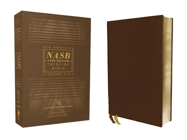 Cover image for Nasb, Thinline Bible, Genuine Leather, Buffalo, Brown, Red Letter Edition, 1995 Text, Comfort Print, isbn: 9780310456292