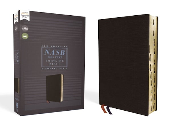 Cover image for Nasb, Thinline Bible, Bonded Leather, Black, Red Letter Edition, 1995 Text, Thumb Indexed, Comfort Print, isbn: 9780310456339