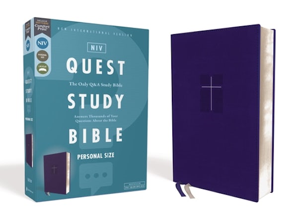 Cover image for Niv, Quest Study Bible, Personal Size, Leathersoft, Blue, Comfort Print, isbn: 9780310456575
