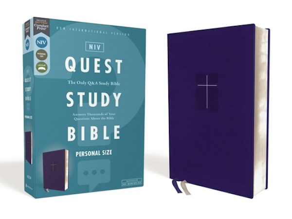 Cover image for Niv, Quest Study Bible, Personal Size, Leathersoft, Blue, Comfort Print, isbn: 9780310456575