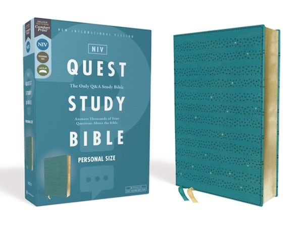 Cover image for Niv, Quest Study Bible, Personal Size, Leathersoft, Teal, Comfort Print, isbn: 9780310456629