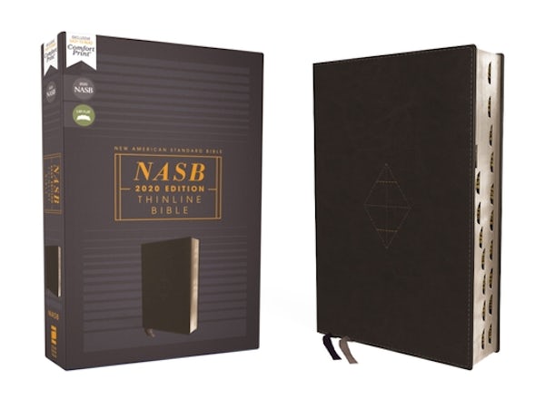 Cover image for Nasb, Thinline Bible, Leathersoft, Black, Red Letter Edition, 2020 Text, Thumb Indexed, Comfort Print, isbn: 9780310456650