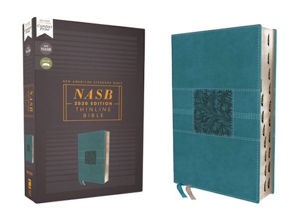 Cover image for Nasb, Thinline Bible, Leathersoft, Teal, Red Letter Edition, 2020 Text, Thumb Indexed, Comfort Print, isbn: 9780310456667