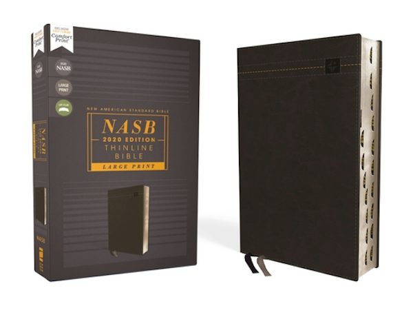 Cover image for Nasb, Thinline Bible, Large Print, Leathersoft, Black, Red Letter Edition, 2020 Text, Thumb Indexed, Comfort Print, isbn: 9780310456674