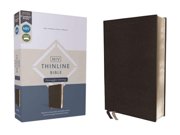 Cover image for Niv, Thinline Bible, Passaggio Setting, Leathersoft, Black, Red Letter, Comfort Print, isbn: 9780310456698