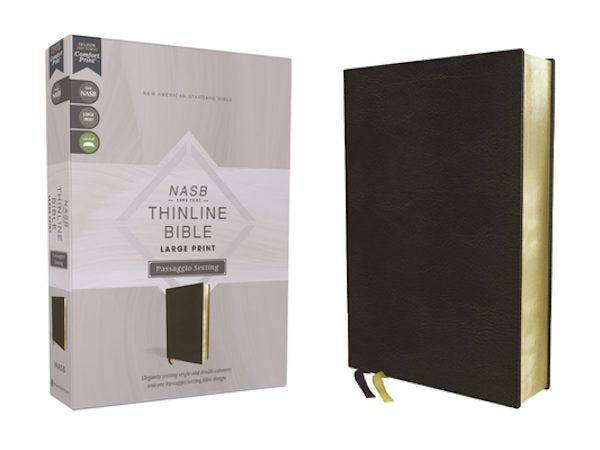 Cover image for Nasb, Thinline Bible, Large Print, Passaggio Setting, Leathersoft, Black, Red Letter, 1995 Text, Comfort Print, isbn: 9780310456728
