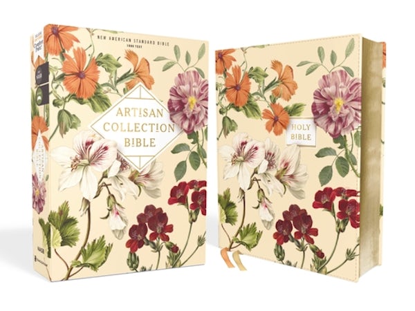 Cover image for Nasb, Artisan Collection Bible, Leathersoft, Almond Floral, Red Letter Edition, 1995 Text, Comfort Print, isbn: 9780310456889