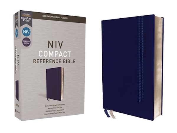 Cover image for Niv, Reference Bible, Compact, Leathersoft, Blue, Red Letter, Comfort Print, isbn: 9780310456896