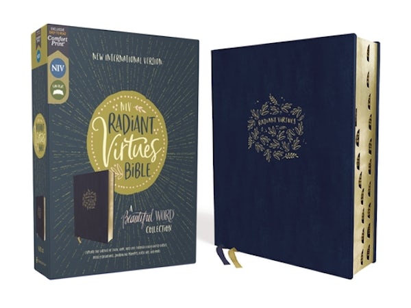 Cover image for Niv, Radiant Virtues Bible: A Beautiful Word Collection, Leathersoft, Navy, Red Letter, Thumb Indexed, Comfort Print, isbn: 9780310456957