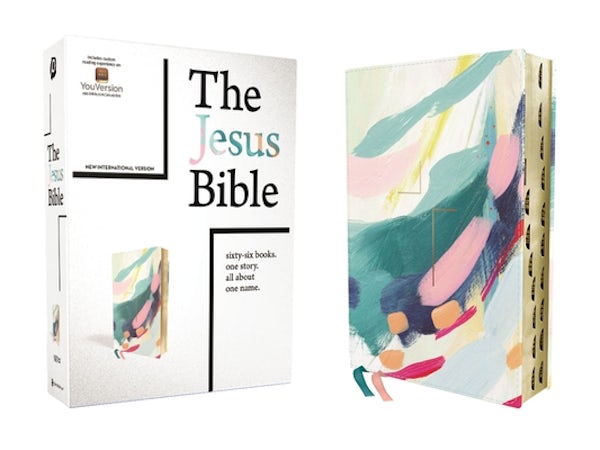 Cover image for The Jesus Bible Artist Edition, Niv, Leathersoft, Multi-Color/Teal, Thumb Indexed, Comfort Print, isbn: 9780310457541