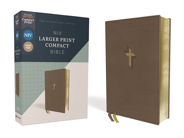 Cover image for Niv, Larger Print Compact Bible, Leathersoft, Brown, Red Letter, Comfort Print, isbn: 9780310458104