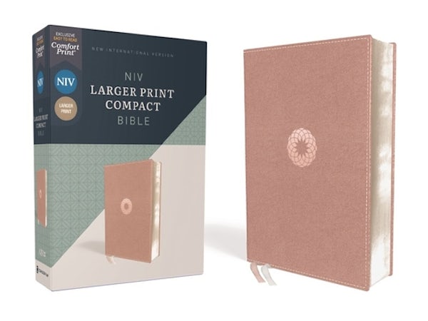 Cover image for Niv, Larger Print Compact Bible, Leathersoft, Pink, Red Letter, Comfort Print, isbn: 9780310458128