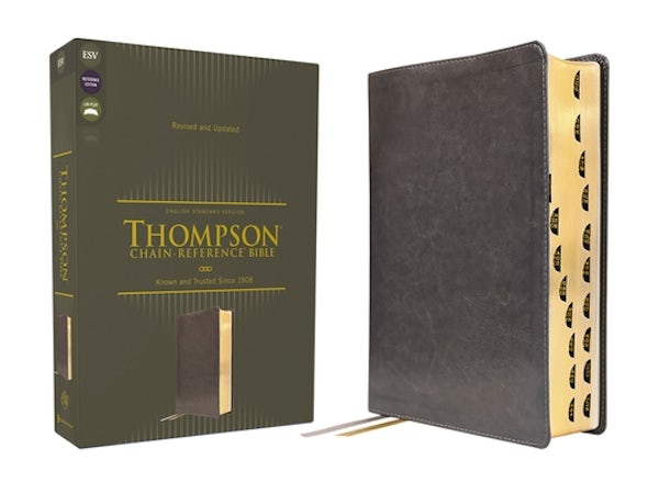 Cover image for Esv, Thompson Chain-Reference Bible, Leathersoft, Gray, Red Letter, Thumb Indexed, isbn: 9780310459019