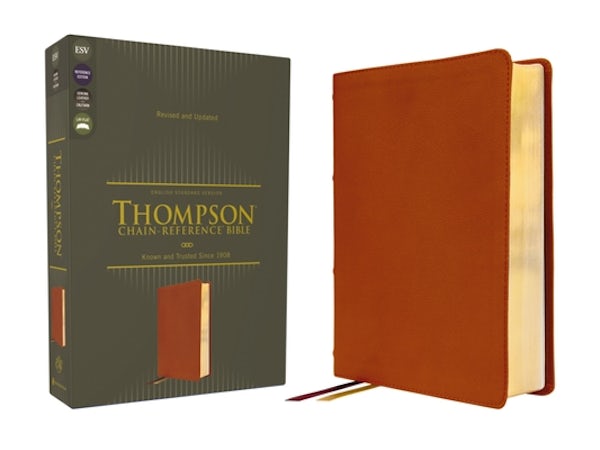 Cover image for Esv, Thompson Chain-Reference Bible, Genuine Leather, Calfskin, Tan, Red Letter, isbn: 9780310459040