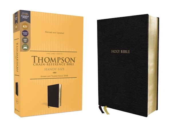 Cover image for Kjv, Thompson Chain-Reference Bible, Handy Size, European Bonded Leather, Black, Red Letter, Comfort Print, isbn: 9780310459125