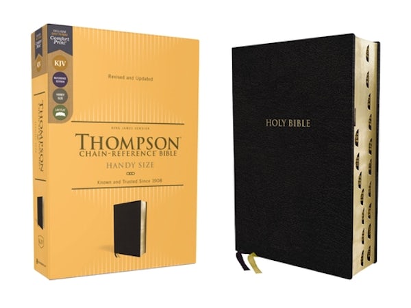 Cover image for Kjv, Thompson Chain-Reference Bible, Handy Size, European Bonded Leather, Black, Red Letter, Thumb Indexed, Comfort Print, isbn: 9780310459132