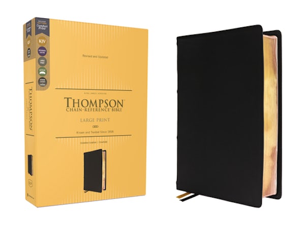 Cover image for Kjv, Thompson Chain-Reference Bible, Large Print, Genuine Leather, Cowhide, Black, Red Letter, Comfort Print, isbn: 9780310459187