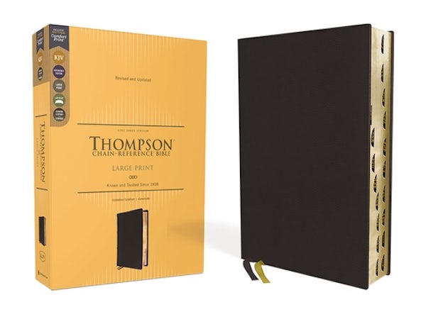 Cover image for Kjv, Thompson Chain-Reference Bible, Large Print, Genuine Leather, Cowhide, Black, Red Letter, Thumb Indexed, Comfort Print, isbn: 9780310459194