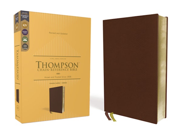 Cover image for Kjv, Thompson Chain-Reference Bible, Genuine Leather, Calfskin, Brown, Red Letter, Comfort Print, isbn: 9780310459255