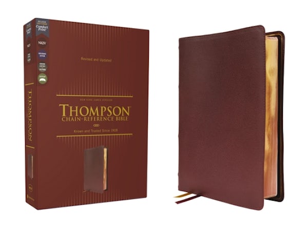 Cover image for Nkjv, Thompson Chain-Reference Bible, Genuine Leather, Calfskin, Burgundy, Red Letter, Comfort Print, isbn: 9780310459453