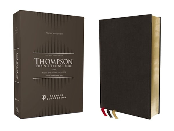 Cover image for Nkjv, Thompson Chain-Reference Bible, Premium Goatskin Leather, Black, Premier Collection, Black Letter, Art Gilded Edges, Comfort Print, isbn: 9780310459477