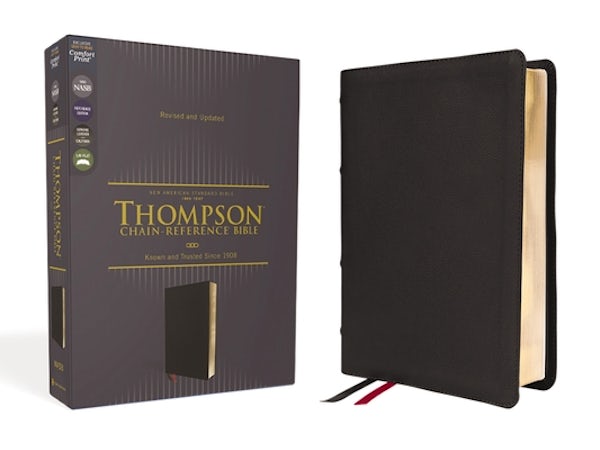 Cover image for Nasb, Thompson Chain-Reference Bible, Genuine Leather, Calfskin, Black, 1995 Text, Red Letter, Comfort Print, isbn: 9780310459651