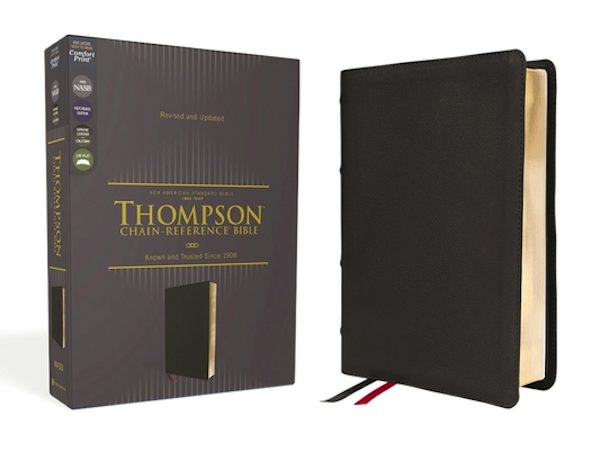 Cover image for Nasb, Thompson Chain-Reference Bible, Genuine Leather, Calfskin, Black, 1995 Text, Red Letter, Comfort Print, isbn: 9780310459651