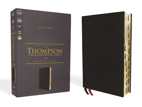 Cover image for Nasb, Thompson Chain-Reference Bible, Genuine Leather, Calfskin, Black, 1995 Text, Red Letter, Thumb Indexed, Comfort Print, isbn: 9780310459668