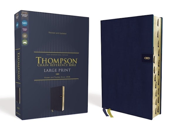 Cover image for Niv, Thompson Chain-Reference Bible, Large Print, Leathersoft, Navy, Thumb Indexed, Red Letter, Comfort Print, isbn: 9780310459750