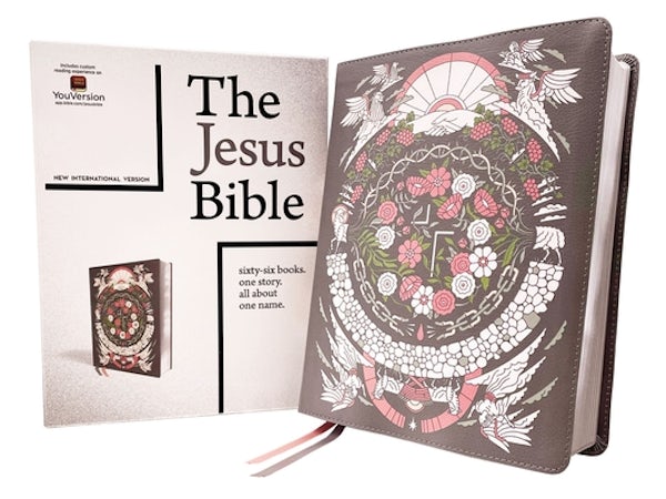 Cover image for The Jesus Bible Artist Edition, Niv, Leathersoft, Gray Floral, Comfort Print, isbn: 9780310460138