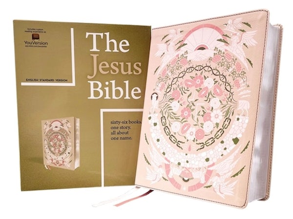 Cover image for The Jesus Bible Artist Edition, Esv, Leathersoft, Peach Floral, isbn: 9780310460183