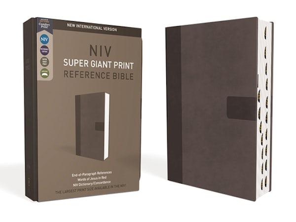 Cover image for Niv, Super Giant Print Reference Bible (Font Size: 16.5-Point), Leathersoft, Gray, Red Letter, Thumb Indexed, Comfort Print, isbn: 9780310460602