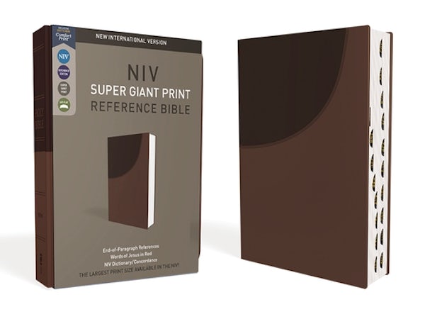 Cover image for Niv, Super Giant Print Reference Bible (Font Size: 16.5-Point), Leathersoft, Brown, Red Letter, Thumb Indexed, Comfort Print, isbn: 9780310460619