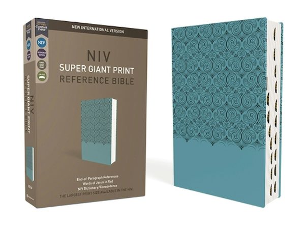 Cover image for Niv, Super Giant Print Reference Bible (Font Size: 16.5-Point), Leathersoft, Teal, Red Letter, Thumb Indexed, Comfort Print, isbn: 9780310460633