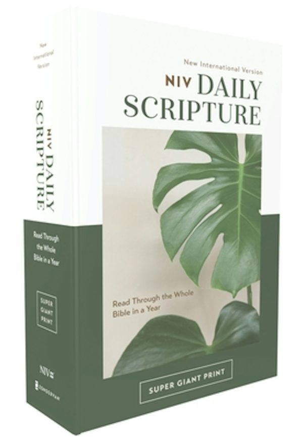 Cover image for Niv, Daily Scripture, Super Giant Print, Paperback, White/Green, Comfort Print, isbn: 9780310460695