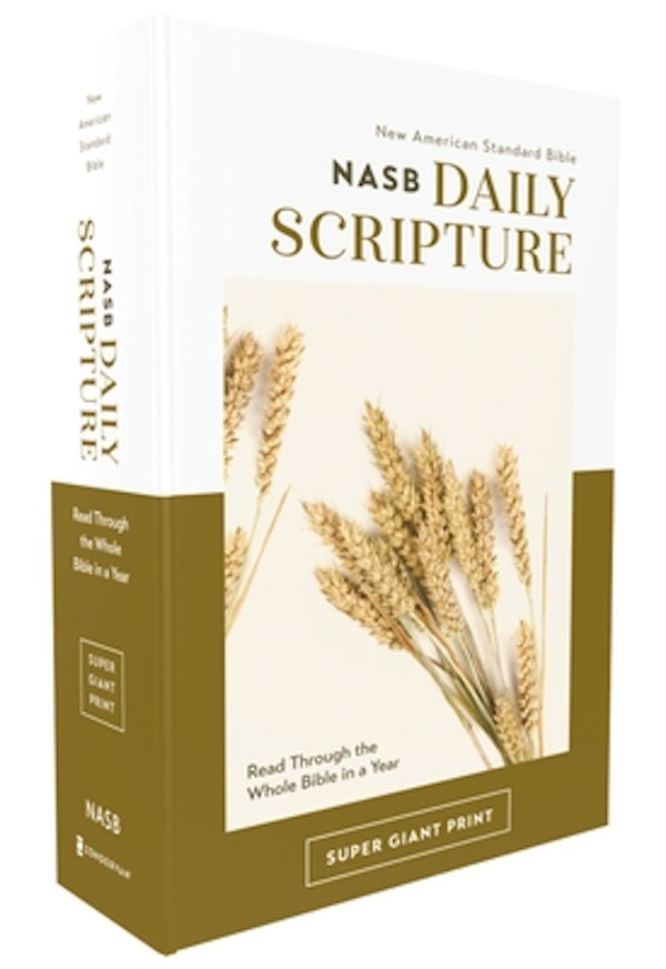 Cover image for Nasb, Daily Scripture, Super Giant Print, Paperback, White/Gold, 1995 Text, Comfort Print, isbn: 9780310460718