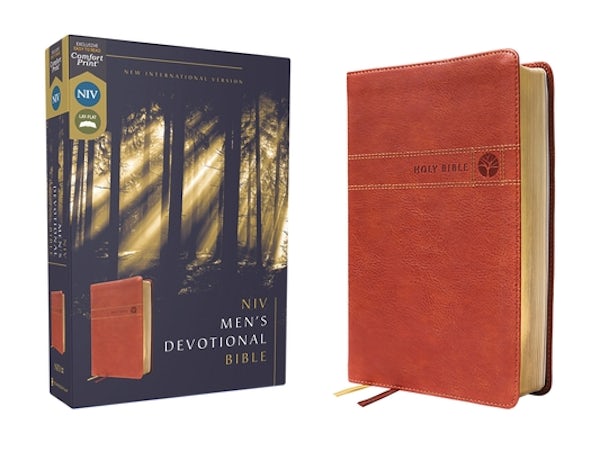 Cover image for Niv, Men's Devotional Bible (by Men, for Men), Leathersoft, Brown, Comfort Print, isbn: 9780310460824
