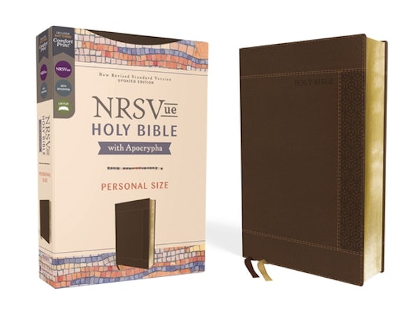 Cover image for Nrsvue, Holy Bible with Apocrypha, Personal Size, Leathersoft, Brown, Comfort Print, isbn: 9780310461531