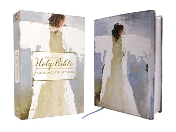 Cover image for Amplified Holy Bible, Anne Neilson Angel Art Series, Double-Column Journal Edition, Leathersoft, Blue, isbn: 9780310461593