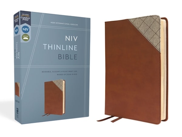 Cover image for Niv, Thinline Bible, Leathersoft, Brown, Red Letter, Comfort Print, isbn: 9780310462033