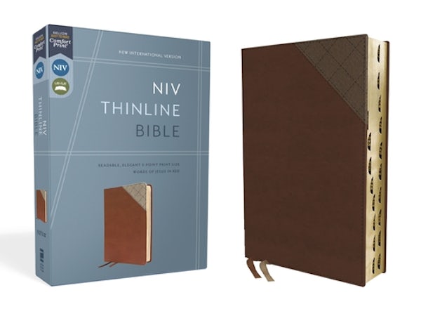 Cover image for Niv, Thinline Bible, Leathersoft, Brown, Red Letter, Thumb Indexed, Comfort Print, isbn: 9780310462057