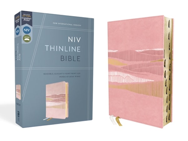 Cover image for Niv, Thinline Bible, Leathersoft, Pink, Red Letter, Thumb Indexed, Comfort Print, isbn: 9780310462132